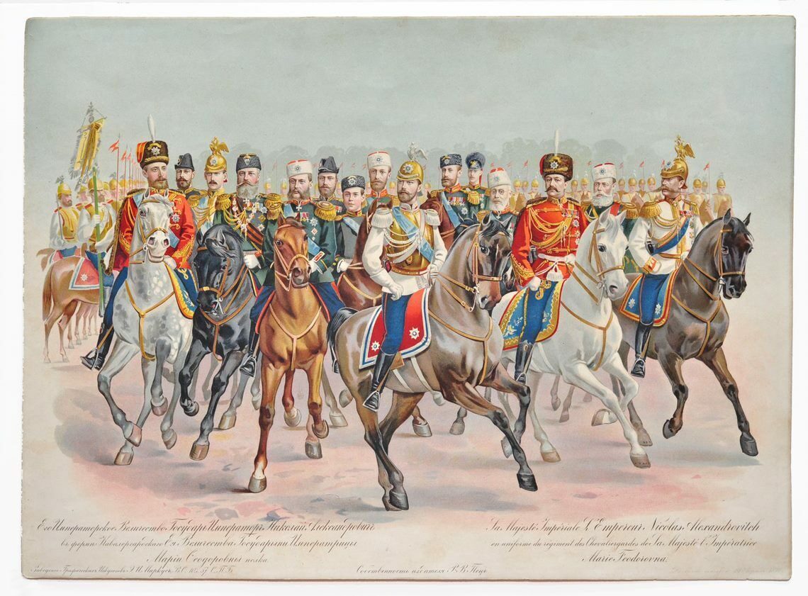 Назовите российского монарха изображенного на картине во главе войска на коне