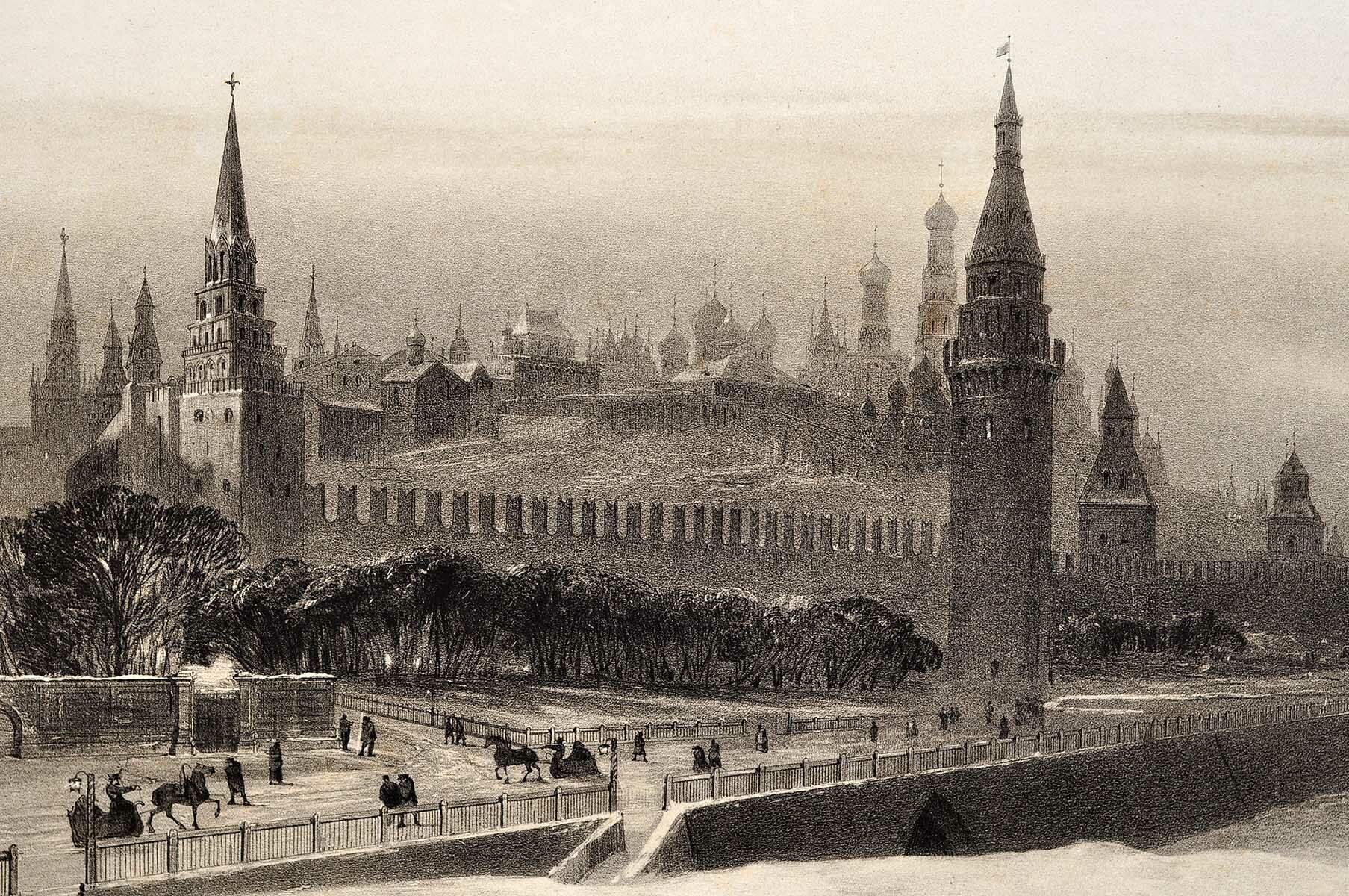 Вид Кремля в Москве 13 января 1840 года. Литография. Париж. 1852. Купить в  антикварном магазине в СПб Терция