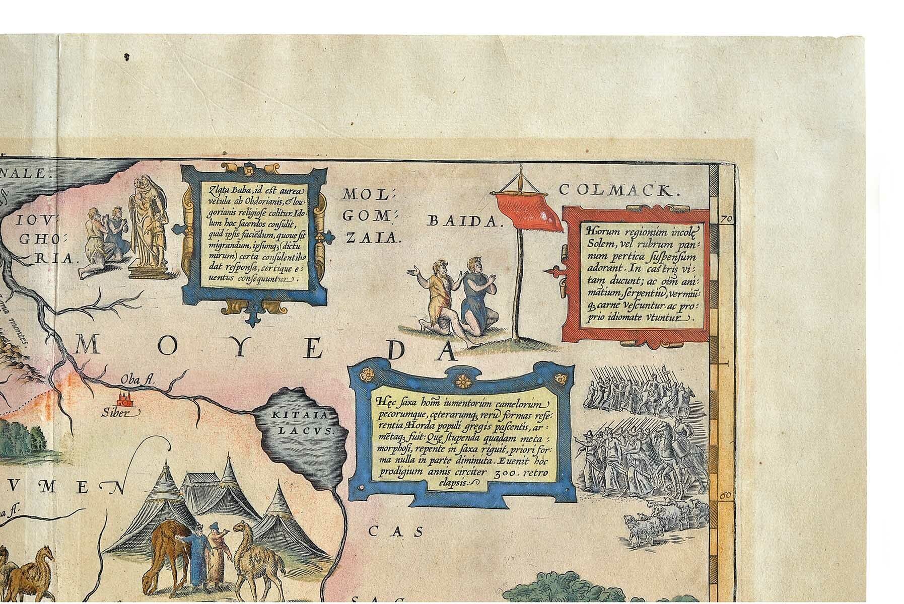 Первая географическая карта России 1562 года, сделанная человеком,  действительно побывавшим в России. Французское издание 1598 года. Купить в  антикварном магазине в СПб Терция.